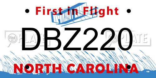DBZ220 North Carolina License Plate
