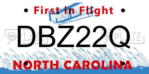DBZ22Q North Carolina License Plate