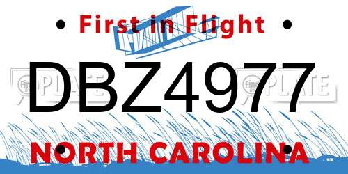 DBZ4977 North Carolina License Plate