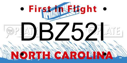 DBZ52I North Carolina License Plate