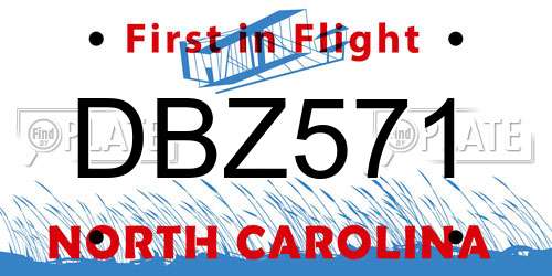 DBZ571 North Carolina License Plate