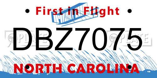 DBZ7075 North Carolina License Plate