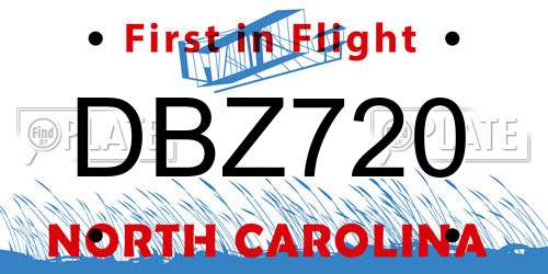 DBZ720 North Carolina License Plate