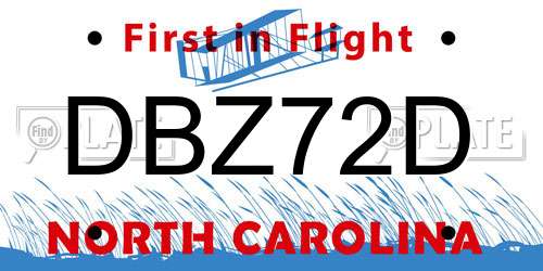 DBZ72D North Carolina License Plate