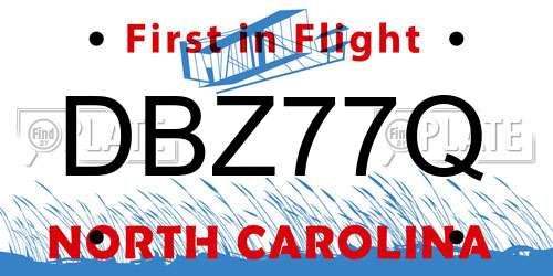 DBZ77Q North Carolina License Plate