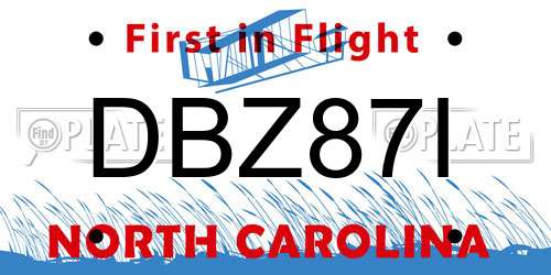 DBZ87I North Carolina License Plate