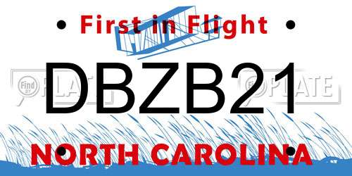 DBZB21 North Carolina License Plate