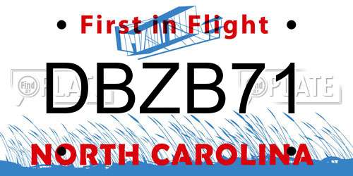 DBZB71 North Carolina License Plate