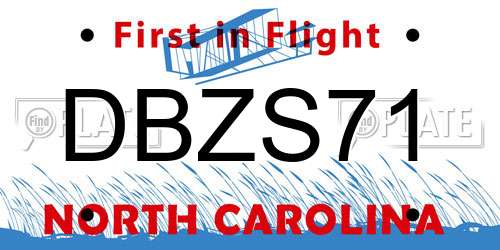 DBZS71 North Carolina License Plate