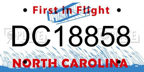 DC18858 North Carolina License Plate