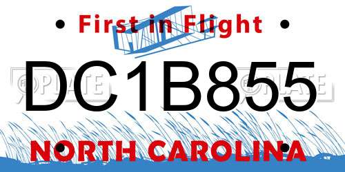 DC1B855 North Carolina License Plate