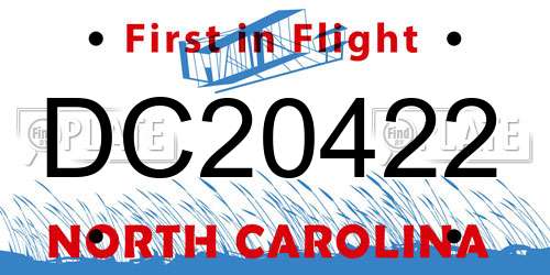 DC20422 North Carolina License Plate