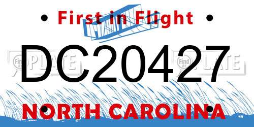 DC20427 North Carolina License Plate