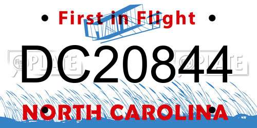 DC20844 North Carolina License Plate