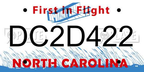 DC2D422 North Carolina License Plate