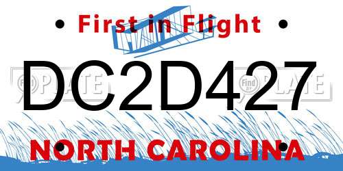 DC2D427 North Carolina License Plate
