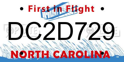 DC2D729 North Carolina License Plate