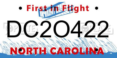 DC2O422 North Carolina License Plate