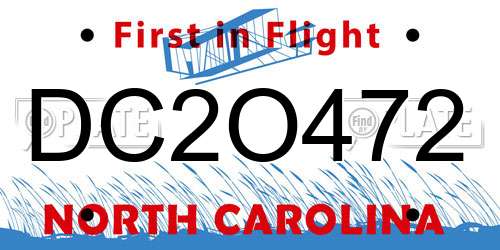 DC2O472 North Carolina License Plate