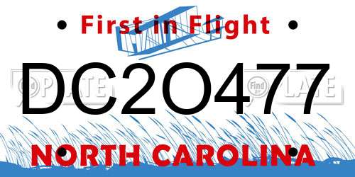 DC2O477 North Carolina License Plate