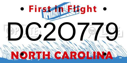 DC2O779 North Carolina License Plate