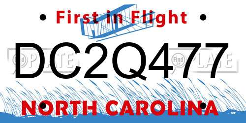 DC2Q477 North Carolina License Plate