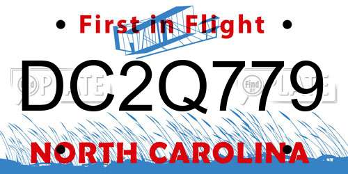 DC2Q779 North Carolina License Plate