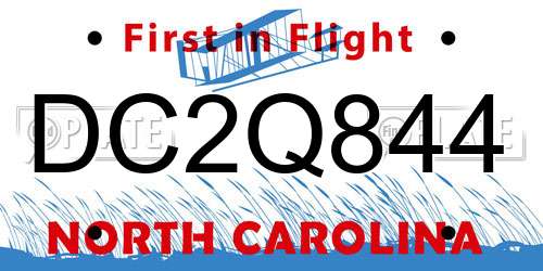 DC2Q844 North Carolina License Plate