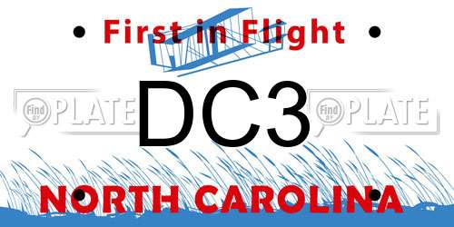 DC3 North Carolina License Plate
