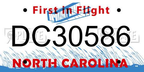 DC30586 North Carolina License Plate