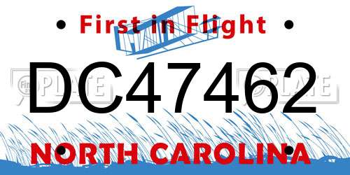 DC47462 North Carolina License Plate