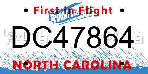 DC47864 North Carolina License Plate