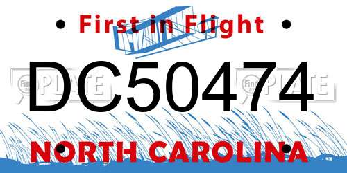 DC50474 North Carolina License Plate