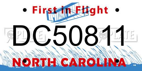 DC50811 North Carolina License Plate