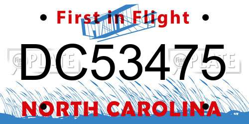 DC53475 North Carolina License Plate