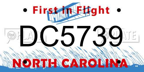 DC5739 North Carolina License Plate