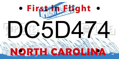 DC5D474 North Carolina License Plate