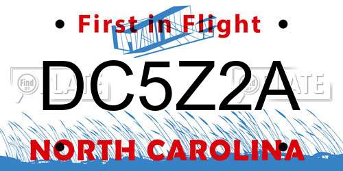DC5Z2A North Carolina License Plate