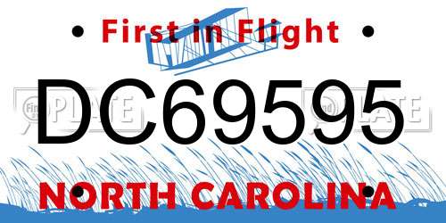 DC69595 North Carolina License Plate
