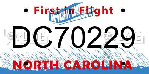 DC70229 North Carolina License Plate