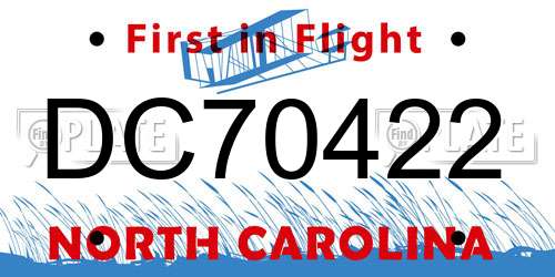 DC70422 North Carolina License Plate