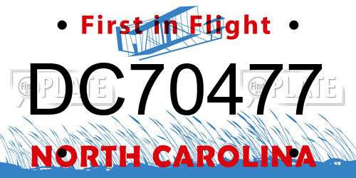 DC70477 North Carolina License Plate