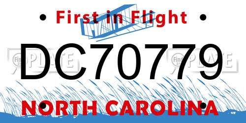 DC70779 North Carolina License Plate