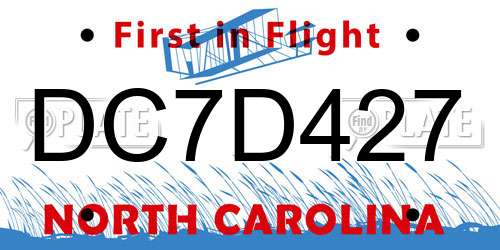 DC7D427 North Carolina License Plate