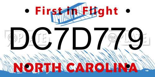 DC7D779 North Carolina License Plate
