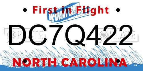 DC7Q422 North Carolina License Plate
