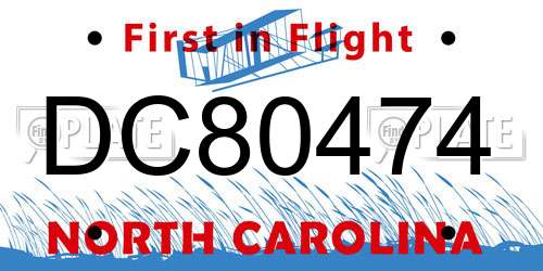 DC80474 North Carolina License Plate