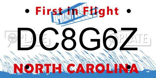 DC8G6Z North Carolina License Plate