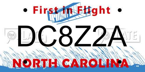 DC8Z2A North Carolina License Plate