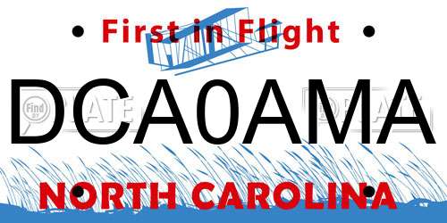 DCA0AMA North Carolina License Plate
